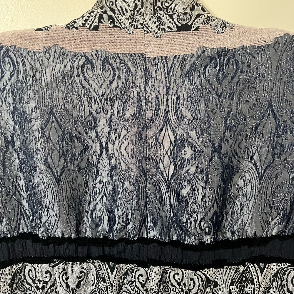 Metallic Silver Paisley Patchwork Jacket Y2K Boho Chic Lightweight Statement Top - Picture 4 of 12